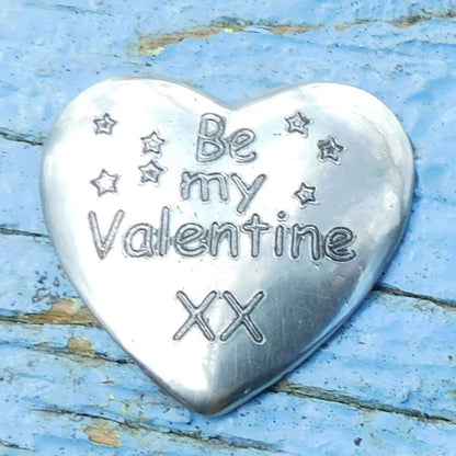 Valentine's Day Heart , Personnalised Pocket Token, Follow Your Heart, Handmade, in Finest Pewter, by William Sturt