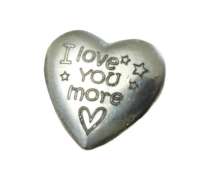 I Love You More, Pocket Heart, Handmade, in Finest Pewter, by William Sturt