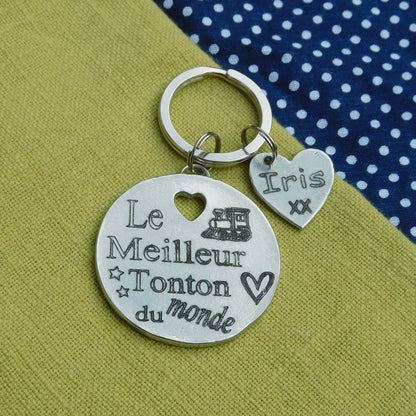 French Keyring, Le Meilleur Tonton du Monde, Personnalised Keyring, Handmade in Fine Pewter, by William Sturt