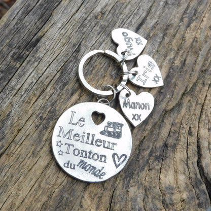 French Keyring, Le Meilleur Tonton du Monde, Personnalised Keyring, Handmade in Fine Pewter, by William Sturt