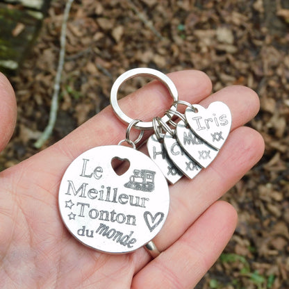French Keyring, Le Meilleur Tonton du Monde, Personnalised Keyring, Handmade in Fine Pewter, by William Sturt