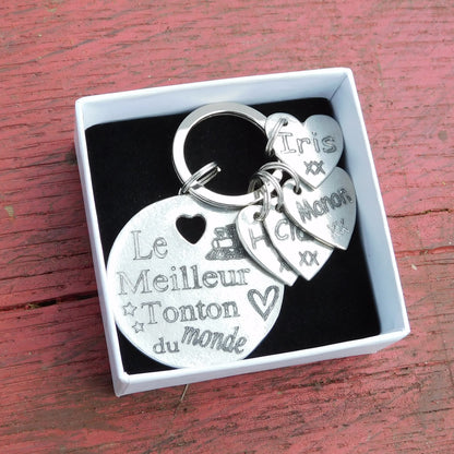 French Keyring, Le Meilleur Tonton du Monde, Personnalised Keyring, Handmade in Fine Pewter, by William Sturt