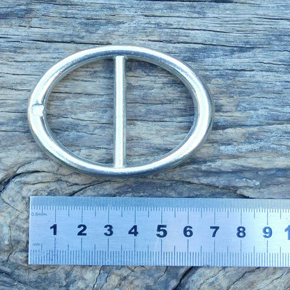 Black Leather Belt, Oval Buckle in Hand Cast Pewter, by William Sturt