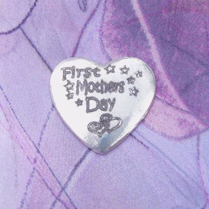 First Mothers Day Pocket Token, Heart Token For Mum, Pewter Heart Love Token, Hand Cast by William Sturt