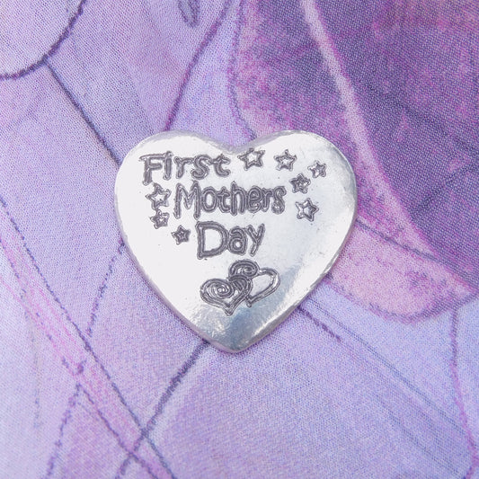 First Mothers Day Pocket Token, Heart Token For Mum, Pewter Heart Love Token, Hand Cast by William Sturt