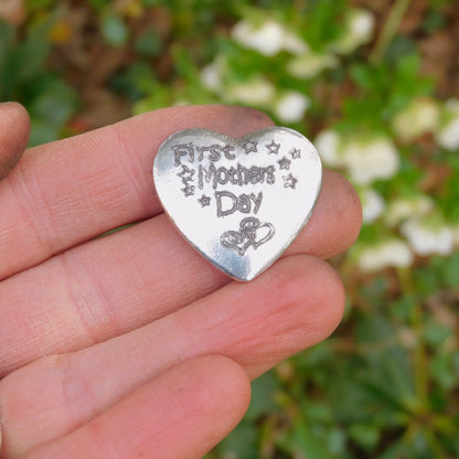 First Mothers Day Pocket Token, Heart Token For Mum, Pewter Heart Love Token, Hand Cast by William Sturt
