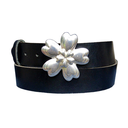 Brown Leather Belt, Celtic Daisy Buckle in Hand Cast Pewter, by William Sturt