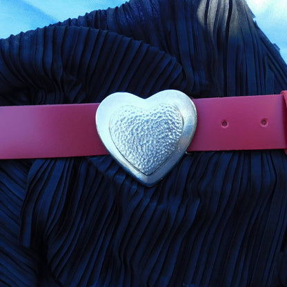 Rouge Leather Belt, Heart Buckle in Hand Cast Pewter, by William Sturt