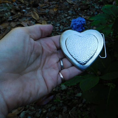 Rouge Leather Belt, Heart Buckle in Hand Cast Pewter, by William Sturt