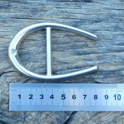 Black Leather Belt, Horse Shoe Buckle in Hand Cast Pewter, by William Sturt
