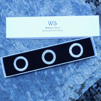 Set of Celtic Candle Pins, Three Candle Pins, Celtic Knot Candle Decorations, Handmade, in Finest Pewter, by William Sturt