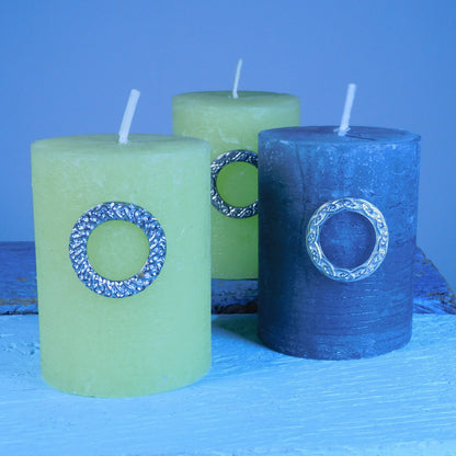 Set of Celtic Candle Pins, Three Candle Pins, Celtic Knot Candle Decorations, Handmade, in Finest Pewter, by William Sturt