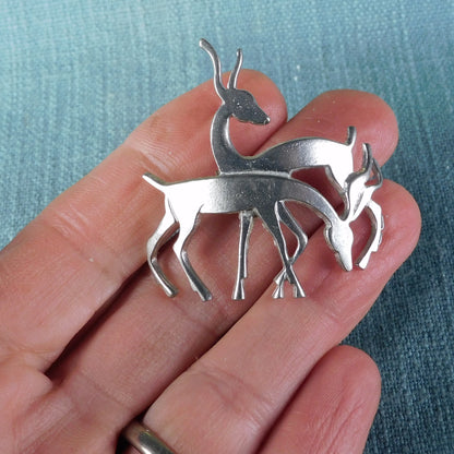Set of Deer Candle Pins, Three Deer Candle Decorations, Handmade, in Finest Pewter, by William Sturt