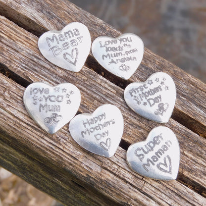 First Mothers Day Pocket Token, Heart Token For Mum, Pewter Heart Love Token, Hand Cast by William Sturt