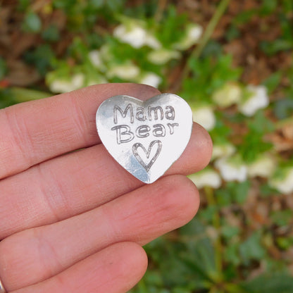 Mama Bear Pocket Token, Gift for Mum Mama Bear Heart, Handmade, in Fine Pewter, by William Sturt, Boxed.