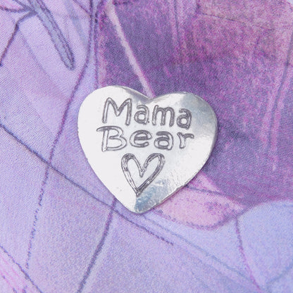 Mama Bear Pocket Token, Gift for Mum Mama Bear Heart, Handmade, in Fine Pewter, by William Sturt, Boxed.