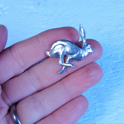 Set of Hare Candle Pins, Three Hare Candle Decorations, Handmade, in Finest Pewter, by William Sturt