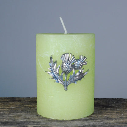 Set of 3 Thistle Candle Pins, Three Heart Candle Decorations, Handmade, in Finest Pewter, by William Sturt