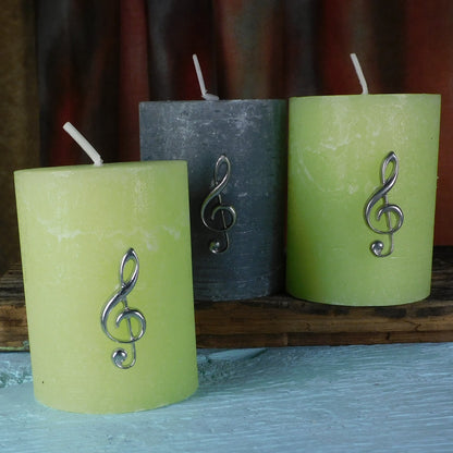 Set of Treble Clef Candle Pins, Three Music Themed Candle Decorations, Handmade, in Finest Pewter, by William Sturt