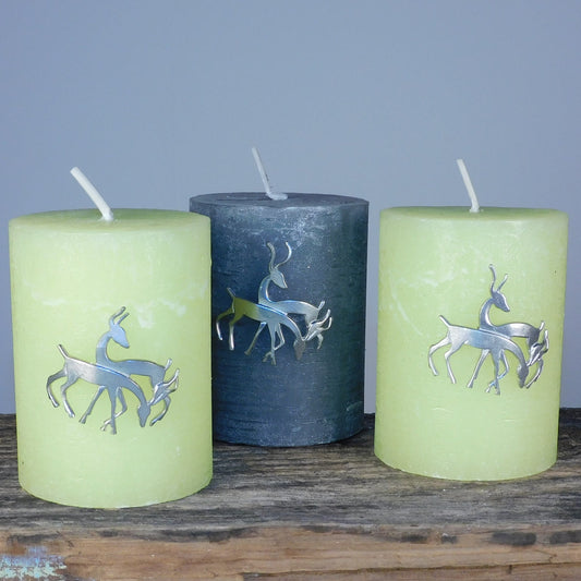 Set of Deer Candle Pins, Three Deer Candle Decorations, Handmade, in Finest Pewter, by William Sturt