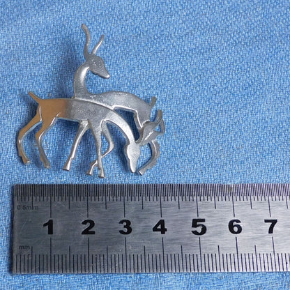 Set of Deer Candle Pins, Three Deer Candle Decorations, Handmade, in Finest Pewter, by William Sturt