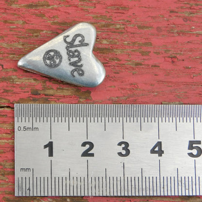Heart Slave BDSM Pocket Token, BDSM Accessories, Sub Aftercare Token, Aftercare Submissive, Handmade, in Fine Pewter, by William Sturt