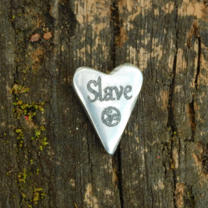 Heart Slave BDSM Pocket Token, BDSM Accessories, Sub Aftercare Token, Aftercare Submissive, Handmade, in Fine Pewter, by William Sturt