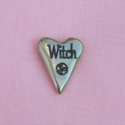 WItch, BDSM Pocket Token, Heart, BDSM Accessories, Sub Aftercare Token, Aftercare Submissive, Handmade, in Fine Pewter, by William Sturt
