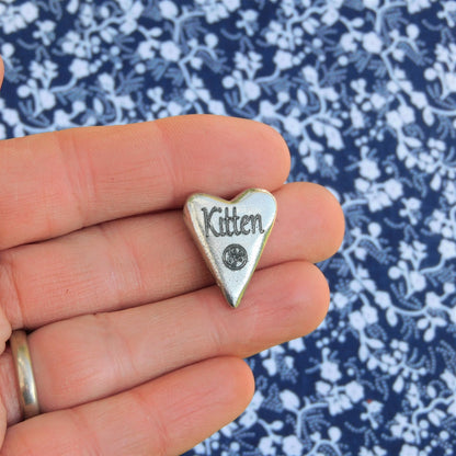 Kitten, BDSM Pocket Token, BDSM Accessories, Sub Aftercare Token, Aftercare Submissive, Handmade, in Fine Pewter, by William Sturt