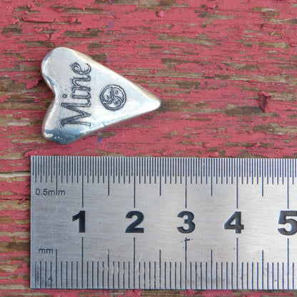 Mine, BDSM Pocket Token, BDSM Accessories, Sub Aftercare Token, Aftercare Submissive, Handmade, in Fine Pewter, by William Sturt