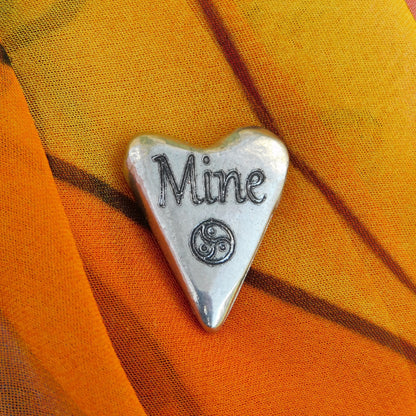Mine, BDSM Pocket Token, BDSM Accessories, Sub Aftercare Token, Aftercare Submissive, Handmade, in Fine Pewter, by William Sturt