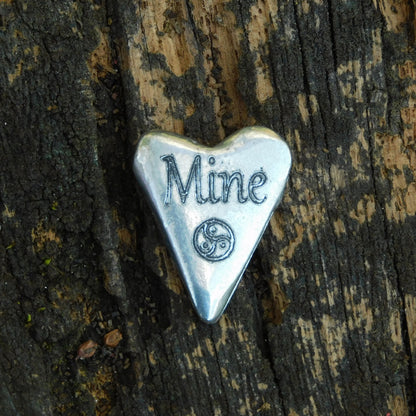 Mine, BDSM Pocket Token, BDSM Accessories, Sub Aftercare Token, Aftercare Submissive, Handmade, in Fine Pewter, by William Sturt