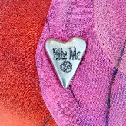 Bite Me, BDSM Pocket Token, BDSM Accessories, Sub Aftercare Token, Aftercare Submissive, Handmade, in Fine Pewter, by William Sturt