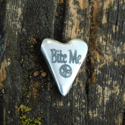 Bite Me, BDSM Pocket Token, BDSM Accessories, Sub Aftercare Token, Aftercare Submissive, Handmade, in Fine Pewter, by William Sturt