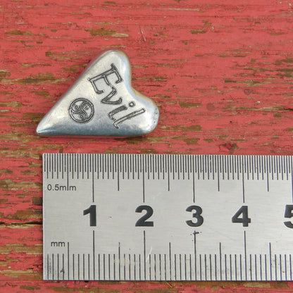 Evil, BDSM Pocket Token, BDSM Accessories, Sub Aftercare Token, Aftercare Submissive, Handmade, in Fine Pewter, by William Sturt