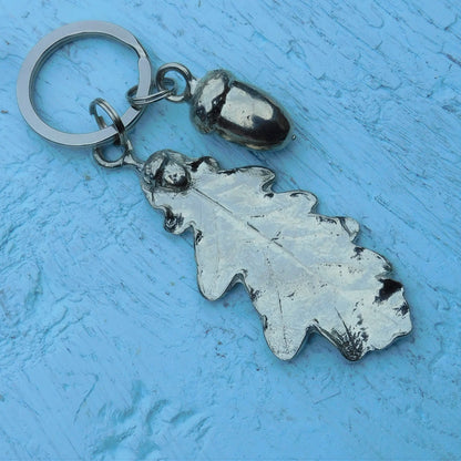 Oak Leaf Keyring, Acorn and Oak Key Fob, Handmade, by William Sturt, in Fine Pewter