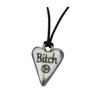 Bitch, BDSM Pendant, Knotted Cord, BDSM Accessories, Sub Pendant, Sub Anklet, Sub Bracelet, Handmade, in Fine Pewter, by William Sturt