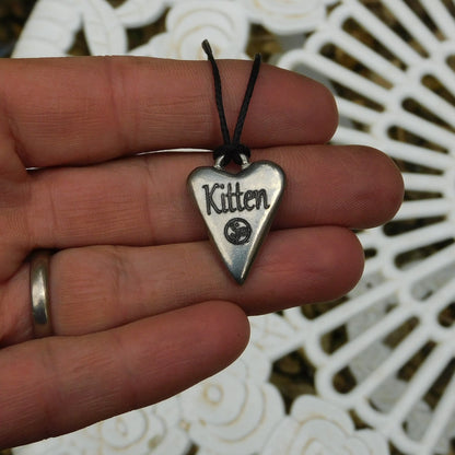 Kitten, BDSM Pendant, Knotted Cord, BDSM Accessories, Sub Pendant, Sub Anklet, Sub Bracelet, Handmade, in Fine Pewter, by William Sturt