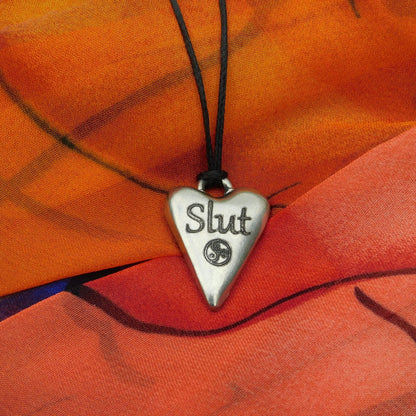 Slut, BDSM Pendant, Knotted Cord, BDSM Accessories, Sub Pendant, Sub Anklet, Sub Bracelet, Handmade, in Fine Pewter, by William Sturt
