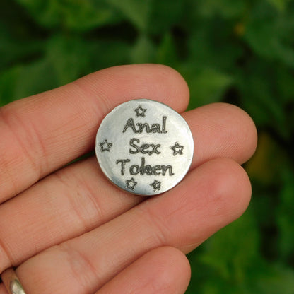 Anal Sex Token, BDSM Pocket Token, BDSM Accessories, Sub Aftercare Token, Aftercare Submissive, Handmade, in Fine Pewter, by William Sturt