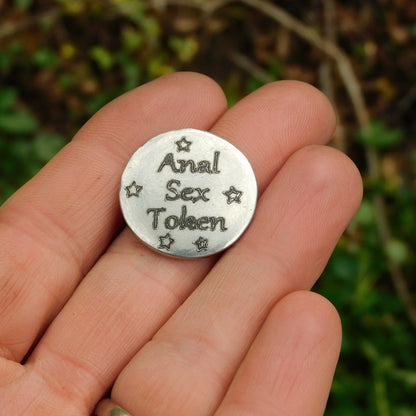 Anal Sex Token, BDSM Pocket Token, BDSM Accessories, Sub Aftercare Token, Aftercare Submissive, Handmade, in Fine Pewter, by William Sturt