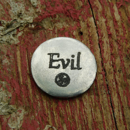 Evil Token, BDSM Pocket Token, BDSM Accessories, Sub Aftercare Token, Aftercare Submissive, Handmade, in Fine Pewter, by William Sturt