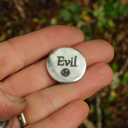 Evil Token, BDSM Pocket Token, BDSM Accessories, Sub Aftercare Token, Aftercare Submissive, Handmade, in Fine Pewter, by William Sturt