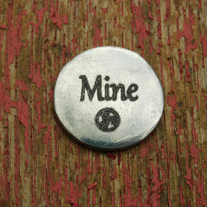 Mine Token, BDSM Pocket Token, BDSM Accessories, Sub Aftercare Token, Aftercare Submissive, Handmade, in Fine Pewter, by William Sturt