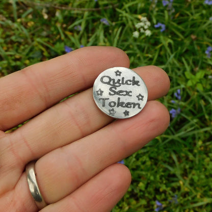 Quick Sex Token, BDSM Pocket Token, BDSM Accessories, Sub Aftercare Token, Aftercare Submissive, Handmade, in Fine Pewter, by William Sturt