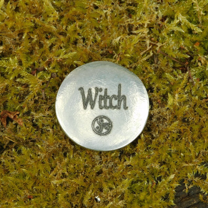 Witch Token, BDSM Pocket Token, BDSM Accessories, Sub Aftercare Token, Aftercare Submissive, Handmade, in Fine Pewter, by William Sturt