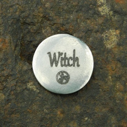 Witch Token, BDSM Pocket Token, BDSM Accessories, Sub Aftercare Token, Aftercare Submissive, Handmade, in Fine Pewter, by William Sturt