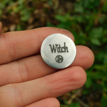 Witch Token, BDSM Pocket Token, BDSM Accessories, Sub Aftercare Token, Aftercare Submissive, Handmade, in Fine Pewter, by William Sturt