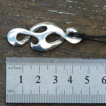 Infinity Loop Pendant Necklace (Reflected Design), Handcast Pewter Pendant on Adjustable Waxed Cord