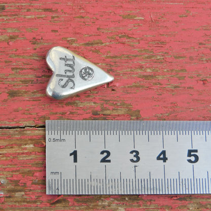 Heart Slut BDSM Pocket Token, BDSM Accessories, Sub Aftercare Token, Aftercare Submissive, Handmade, in Fine Pewter, by William Sturt